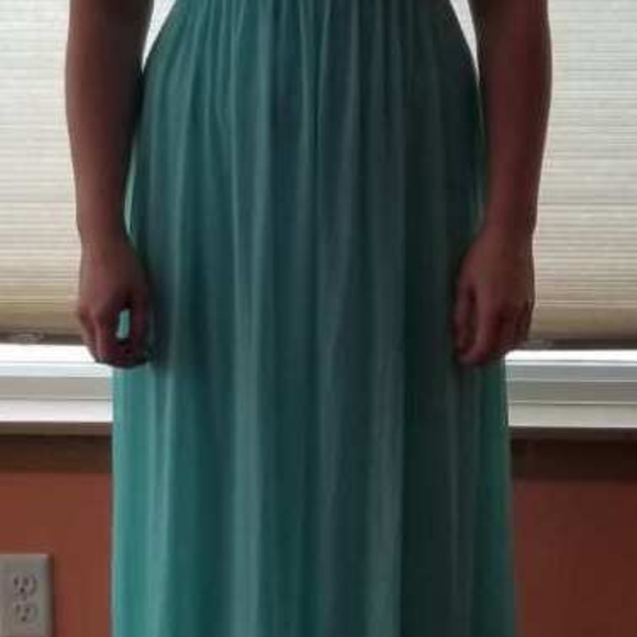 Long Mesh Dress with Illusion Neckline - Picture 3 of 5